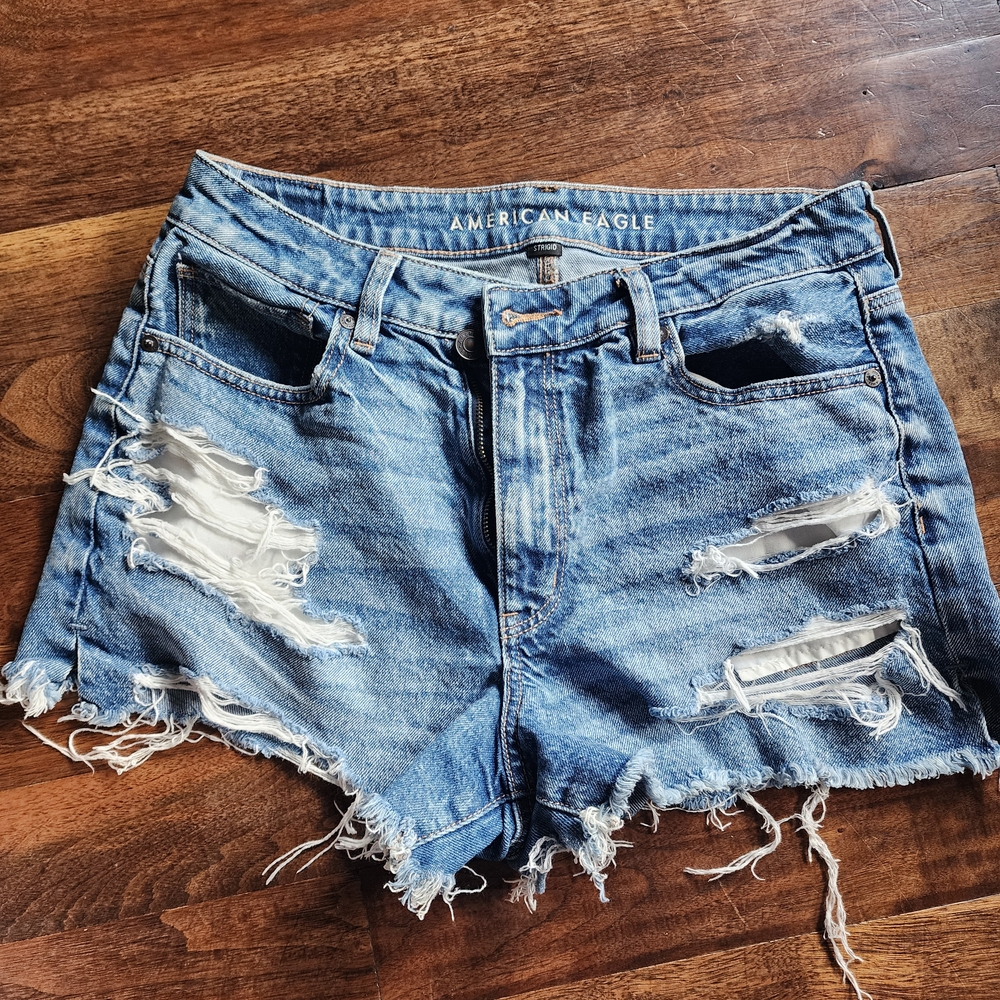 American Eagle Outfitters Ripped Light Blue Jean Shorts